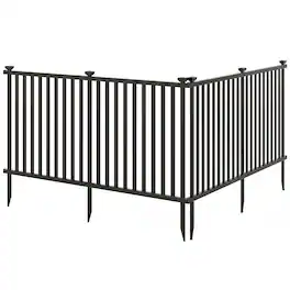 Gymax - 80'' x 39'' Vinyl Picket Fence 2 No Dig Fence Panels for Soft Ground White - Black