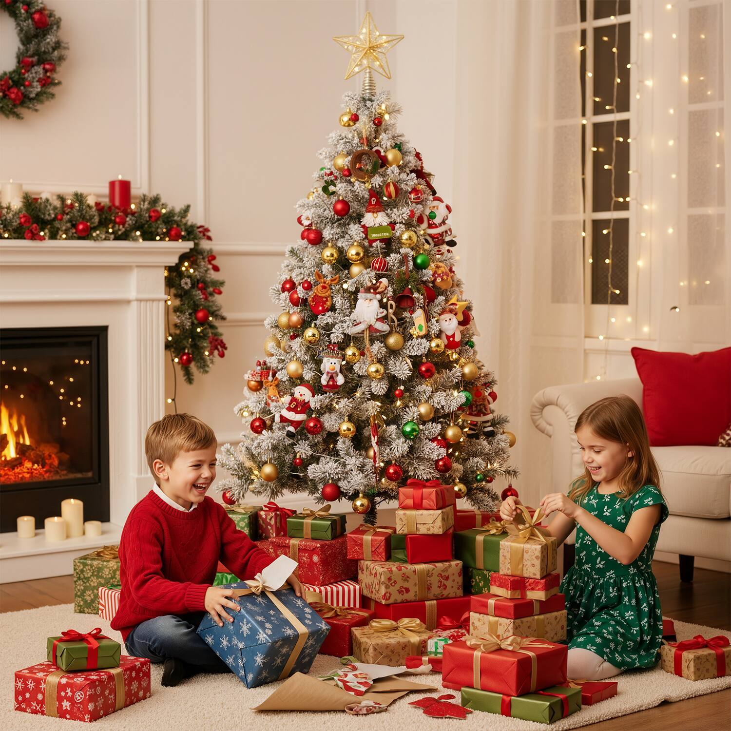 Alt View 9. NOVAROOT - 6FT Artificial Christmas Tree Pre-Lit Fake Xmas Tree for Home Indoor Decor - White.