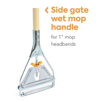 Side gate wet mop handle  
for 1" mop headbands