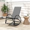 Front. Gymax - Gymax 2-in-1 Outdoor Rocking Chair with 4-Position Adjustable Backrest Curved Armrests Gray - Gray.
