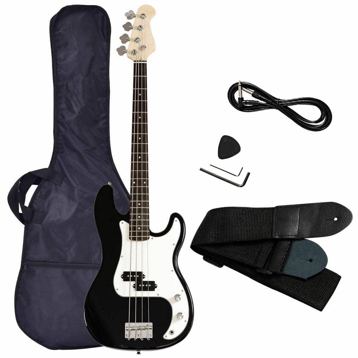 Alt View 1. Costway - Costway Black Full Size 4 String Electric Bass Guitar with Strap Guitar Bag Amp Cord - Black.