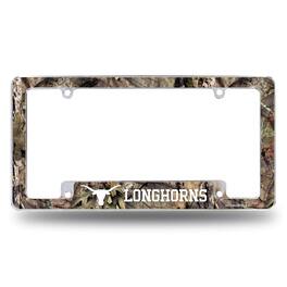 Rico Industries - Texas Longhorns Chrome Metal License Plate Frame with Bold Mossy Oak Camouflaged Camo Design - Multi