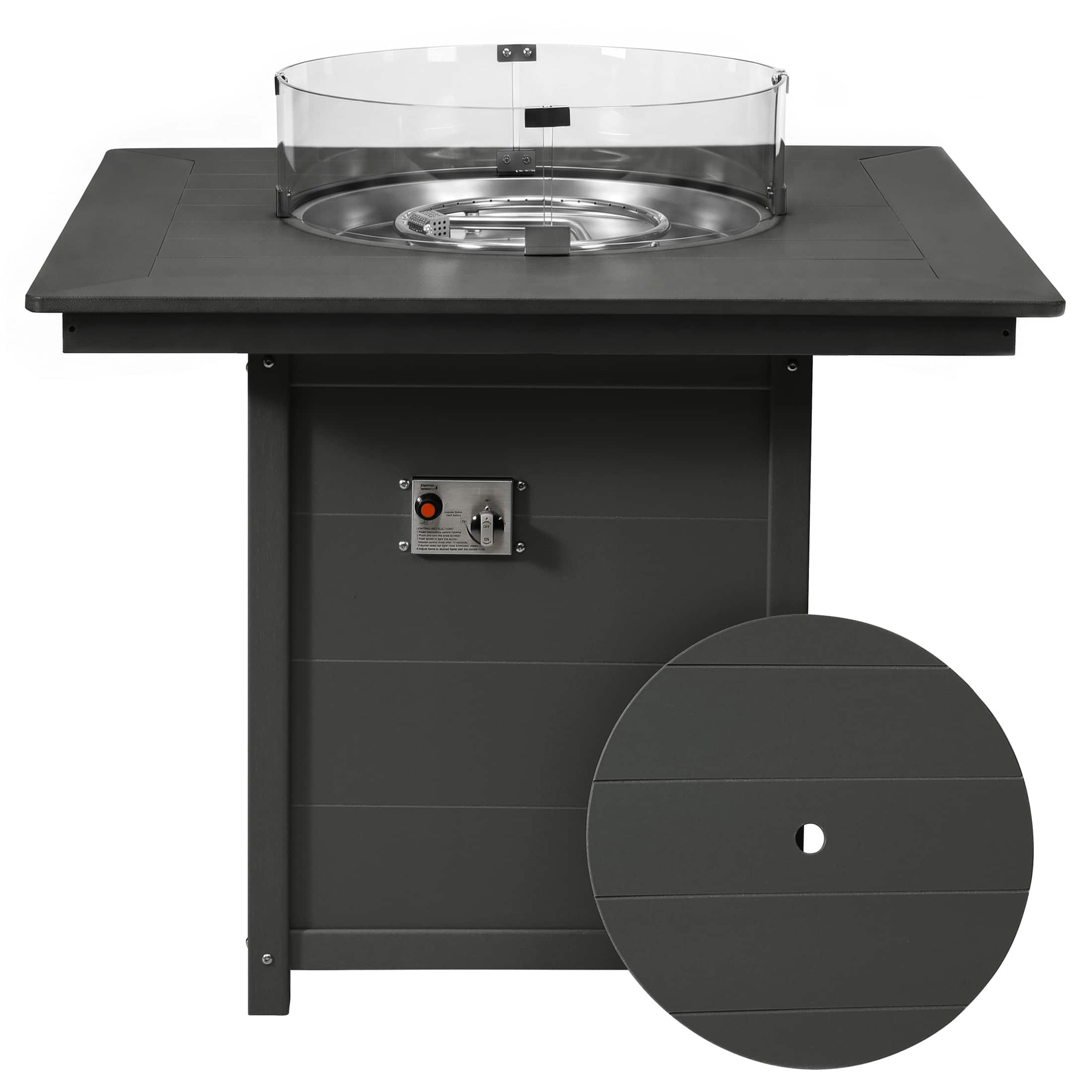 WestinTrends - Helios 42" Modern Outdoor Patio Gas Propane Square Fire Pit Table - Gray