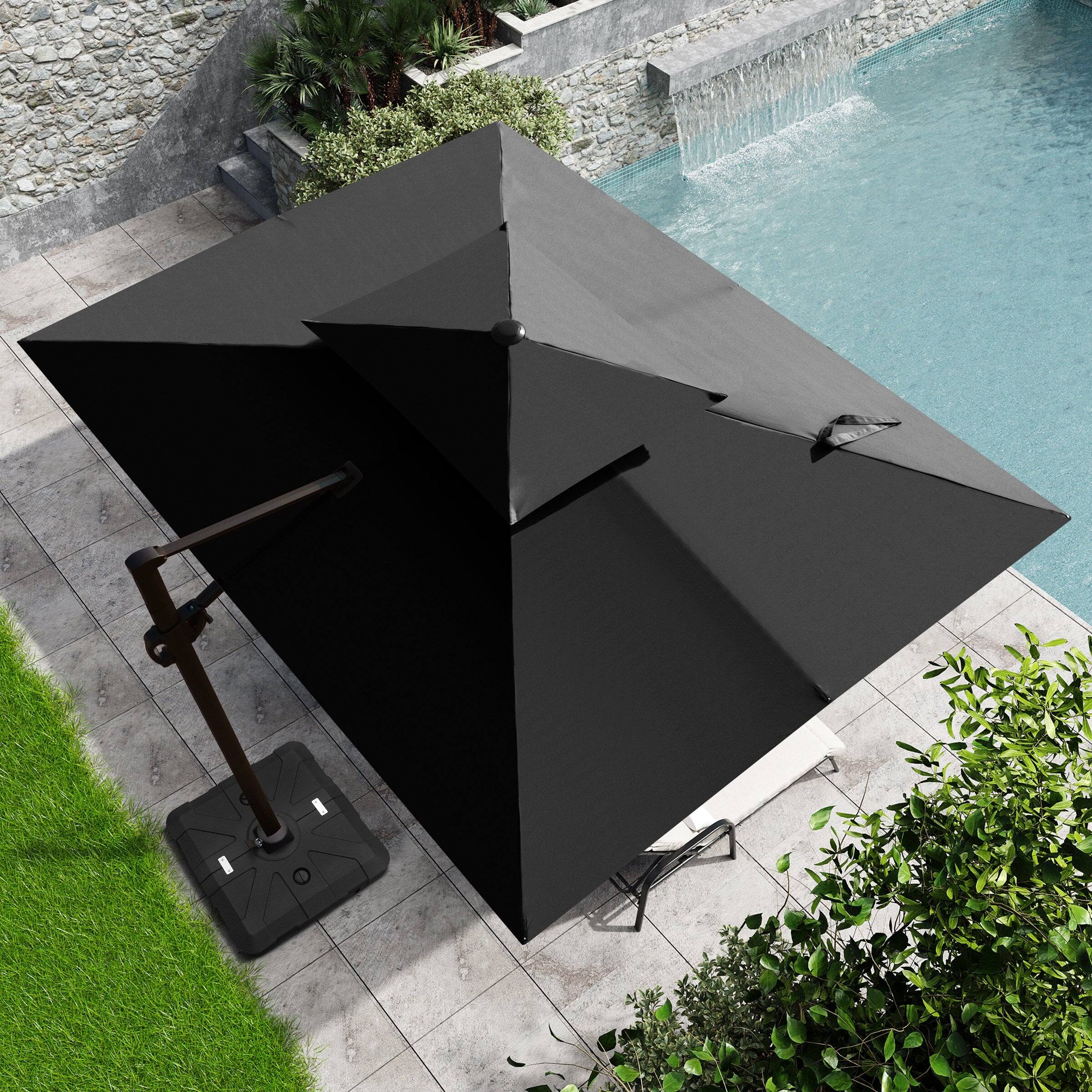 Left. Crestlive Products - Crestlive Products 9x11ft Aluminum Dual Top Crank Cantilever Patio Umbrella with Base - Black.