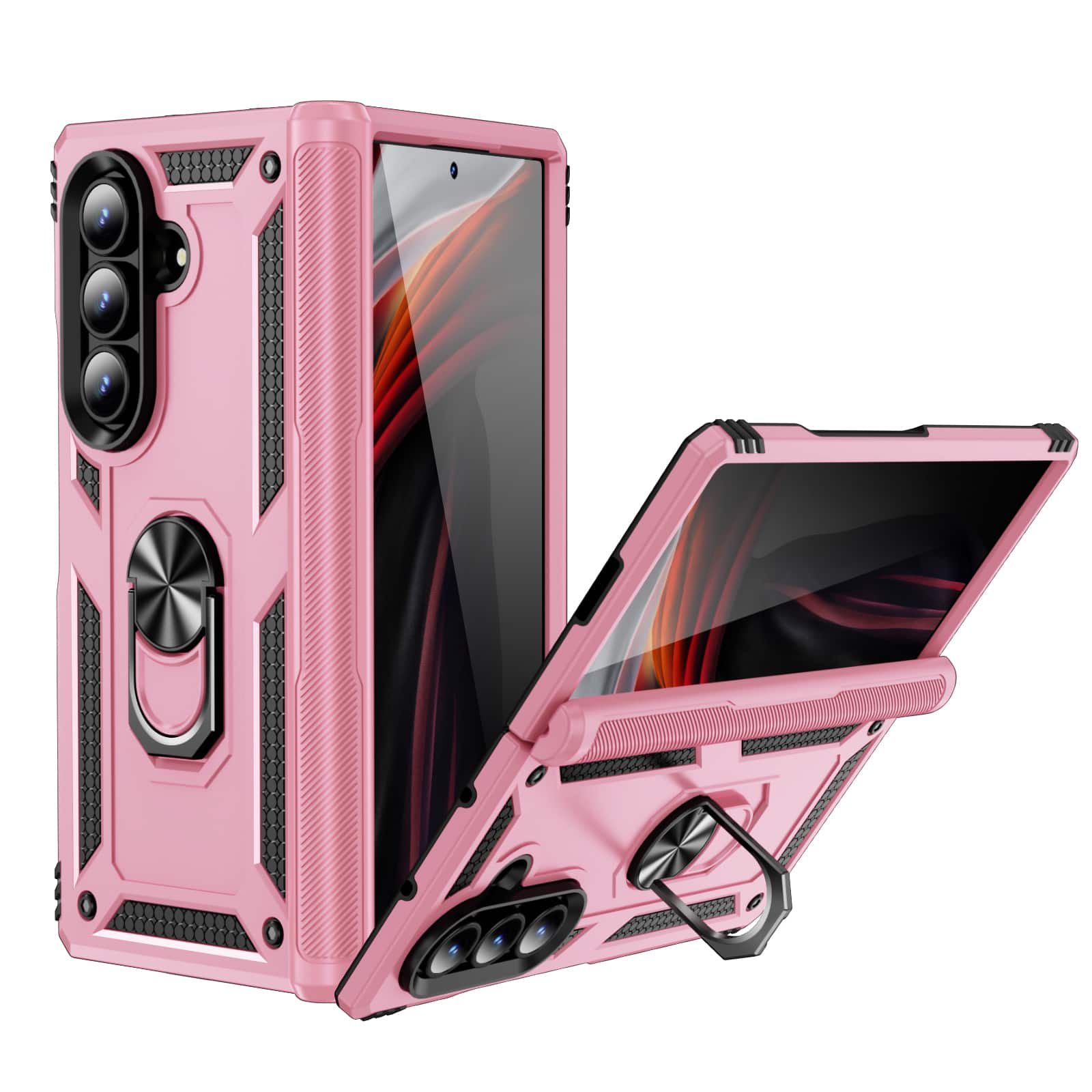 Dteck - For Samsung Galaxy Z Fold 8 Ultra, Magnetic Car Mount Ring Kickstand Hinge Protection Hard PC+TPU Cover - Pink price history on PriceWatchPro
