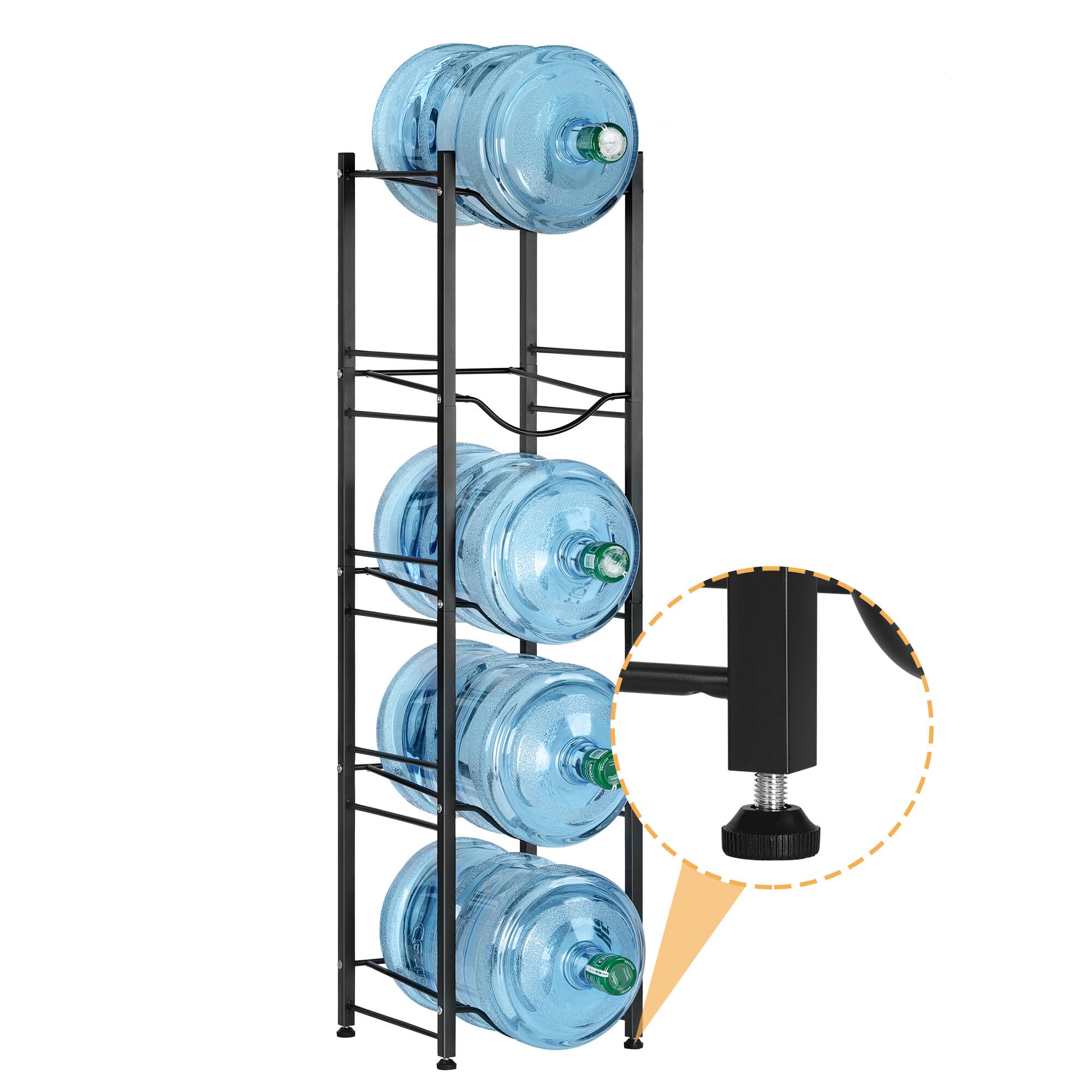 Alt View 1. Oumilen - Black 5-Tier Square Tube Water Jug Rack, 5 Gallon Water Bottle Storage Stand with Adjustable Feet - Black.