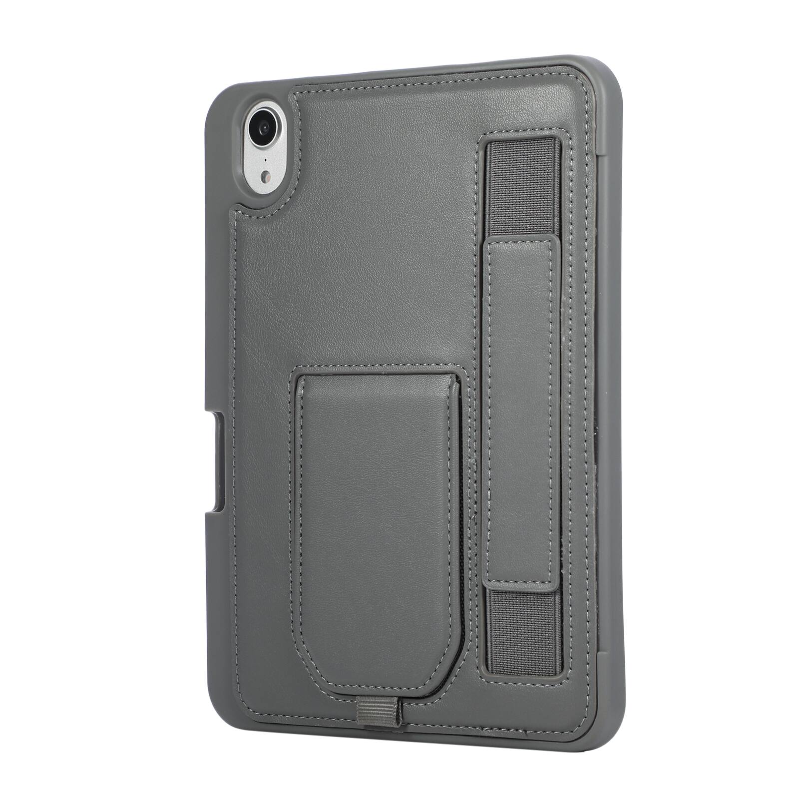 Alt View 2. Dteck - Shockproof Case for Apple iPad mini (A17 Pro) 2024 with Hand Strap and Foldable Stand, PU Leather TPU Protective Cover - Gary.