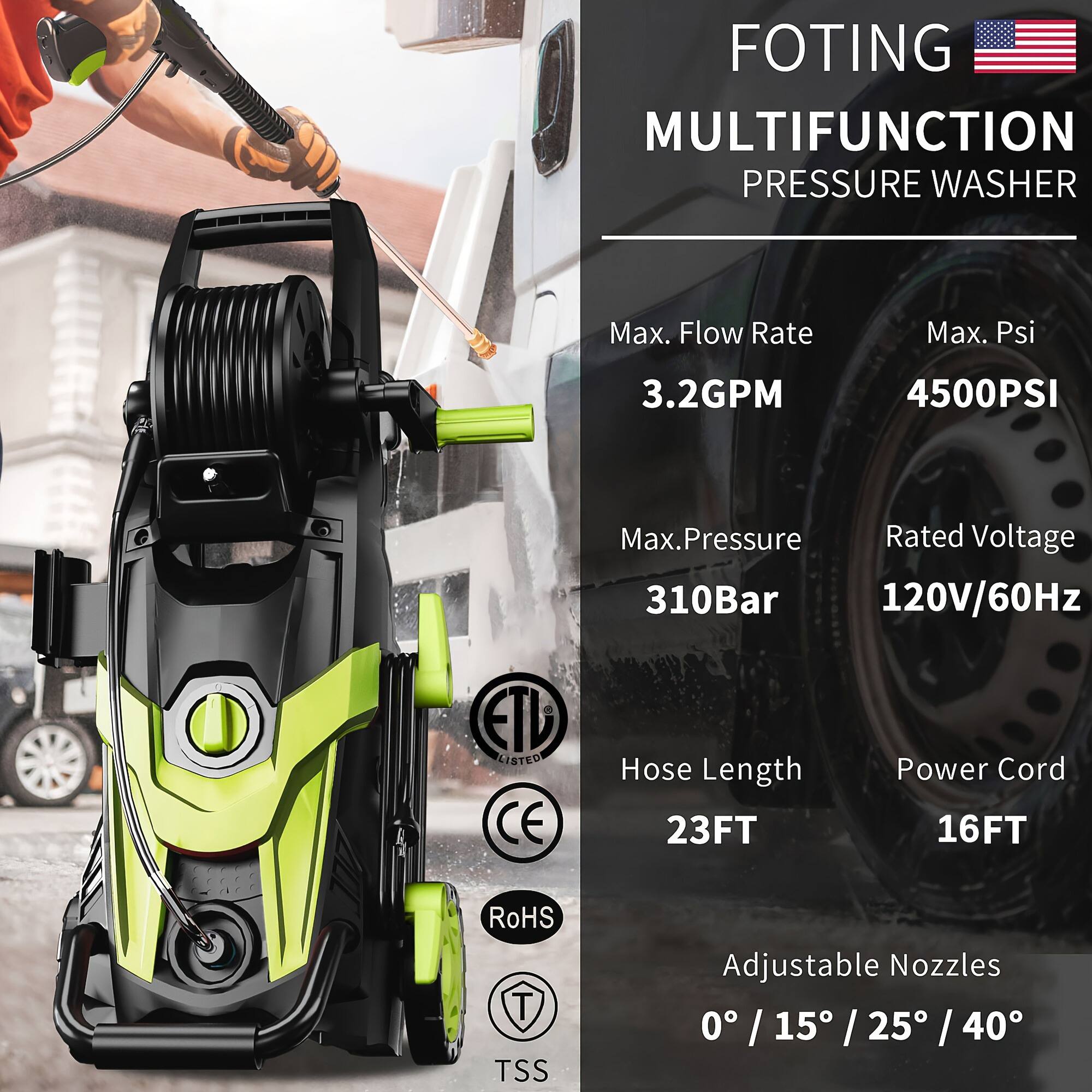 GlowWise Pressure Washer 5000PSI Max 3.5GPM Touch Screen