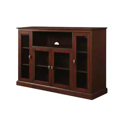 Front. FurniFact - Espresso Highboy TV Stand with MDF and tempered glass for 55-inch TVs - Brown.