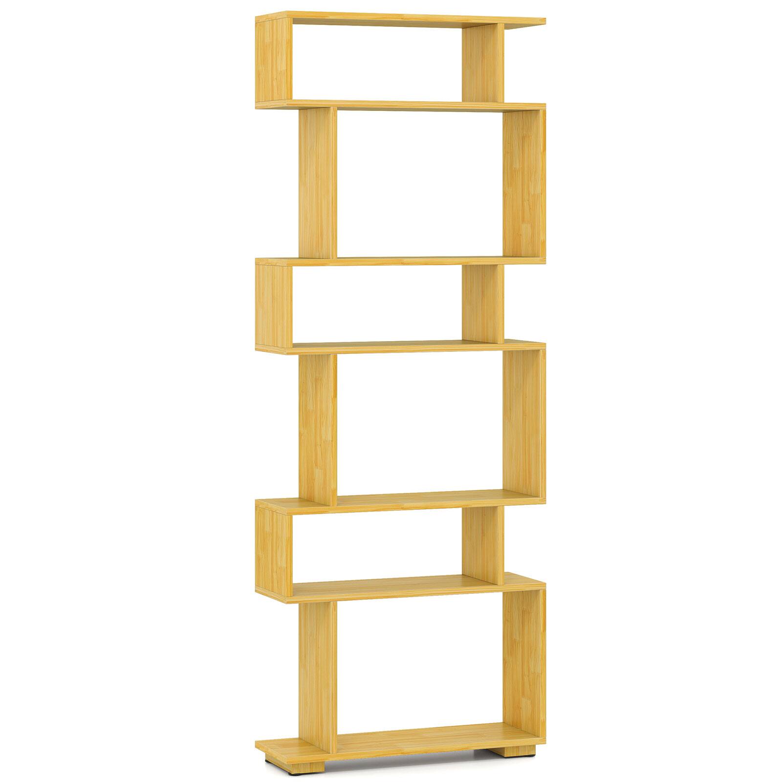 Alt View 9. Gymax - Gymax 2PCS 6-Tier Bookshelf w/2 Anti-Tipping Kits Wooden Display Shelf for Home Office Beige - Beige.