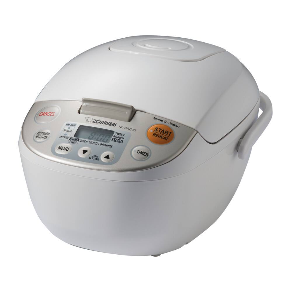 CANCEL  
Made in Japan  
Zojirushi NL-AAC10  
REGULAR  
EXTENDED  
WHITE RICE  
QUICK MIXED PORRIDGE  
SWEET STEAM  
START REHEAT  
MENU  
TIMER  
TIME SETTING