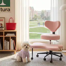 Pinmoco - Ergonomic Cross-Legged Swivel Chair, Adjustable Height Meditation Chair with Back Support - Pink