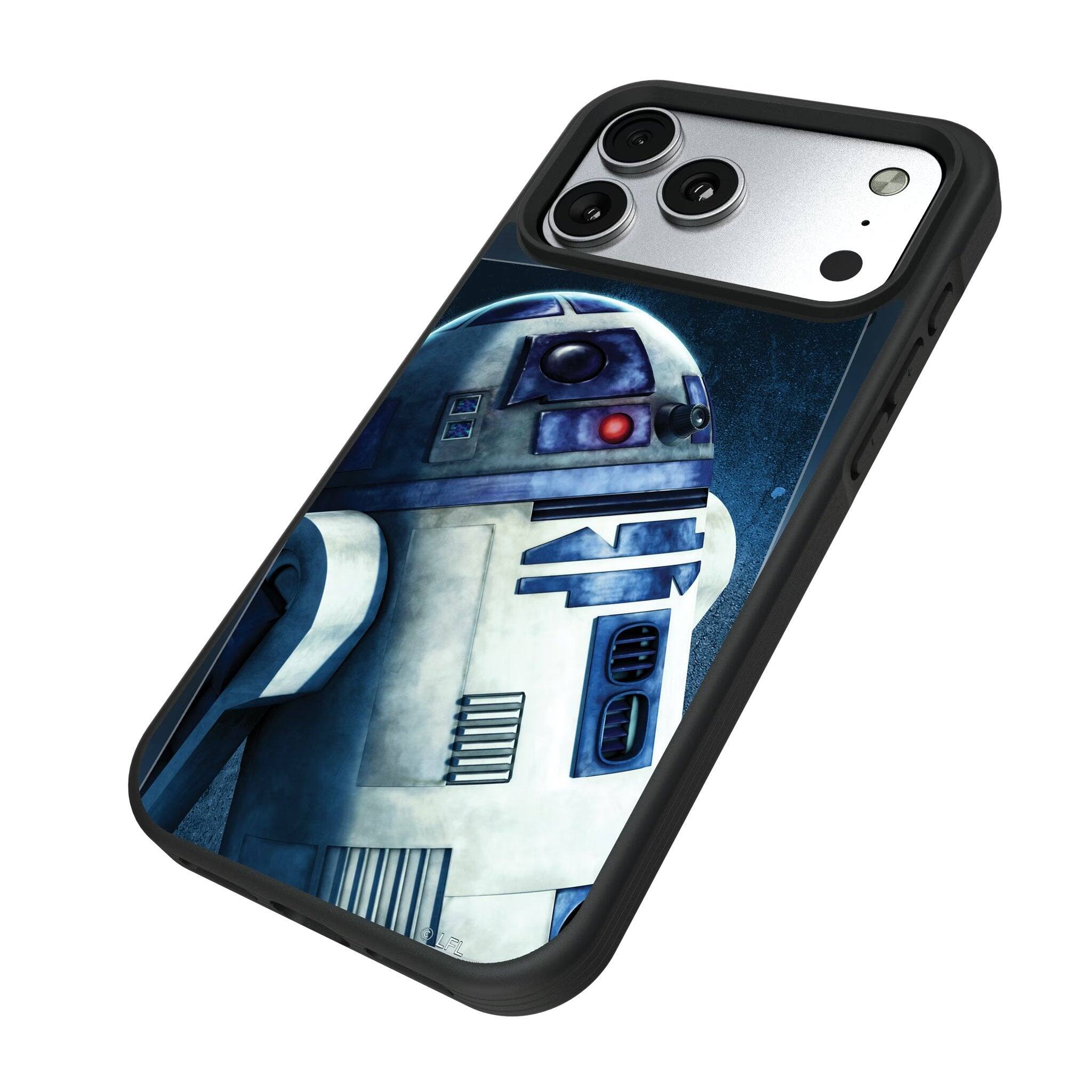 Angle. Keyscaper - Star Wars: A New Hope Portrait Bump Phone Case - Apple iPhone 17 Pro Max - R2-D2.