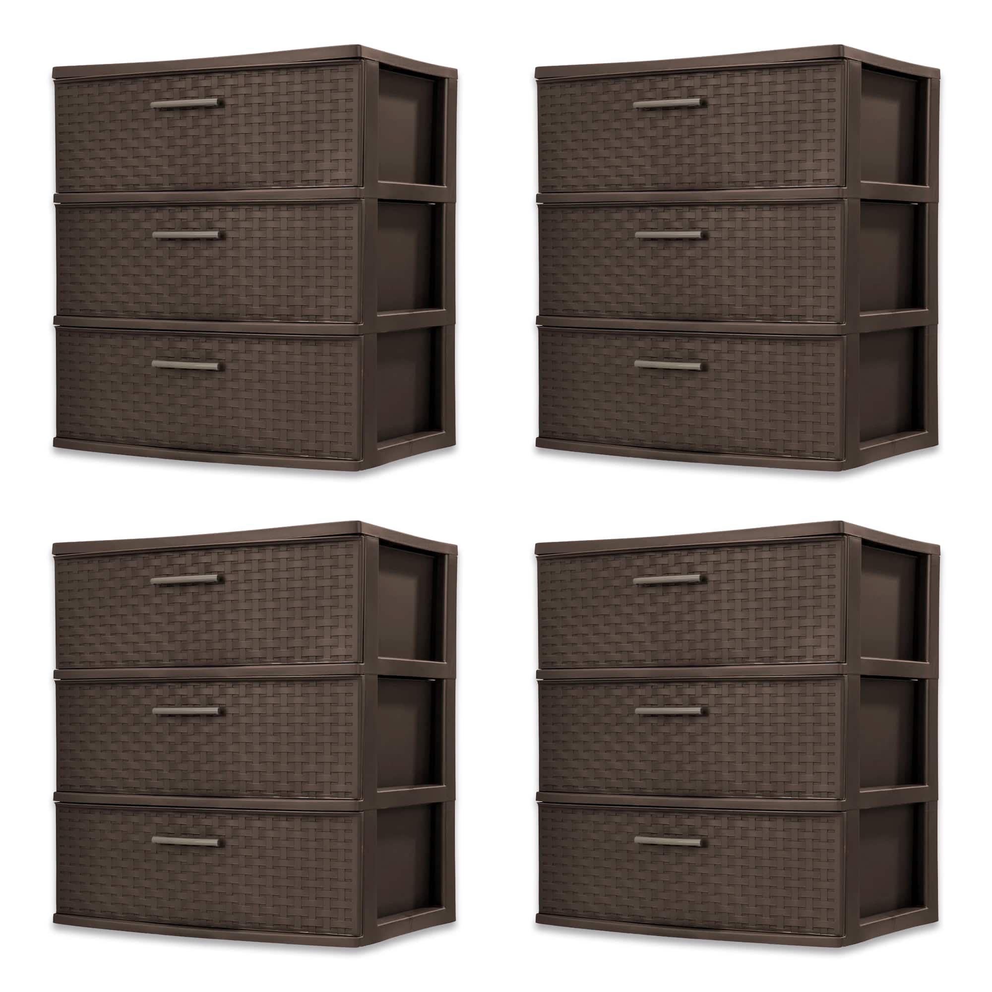 Sterilite - 3 Drawer Wide Storage Tower, Weave Home Organizer, Espresso, 4 Pack price history on PriceWatchPro