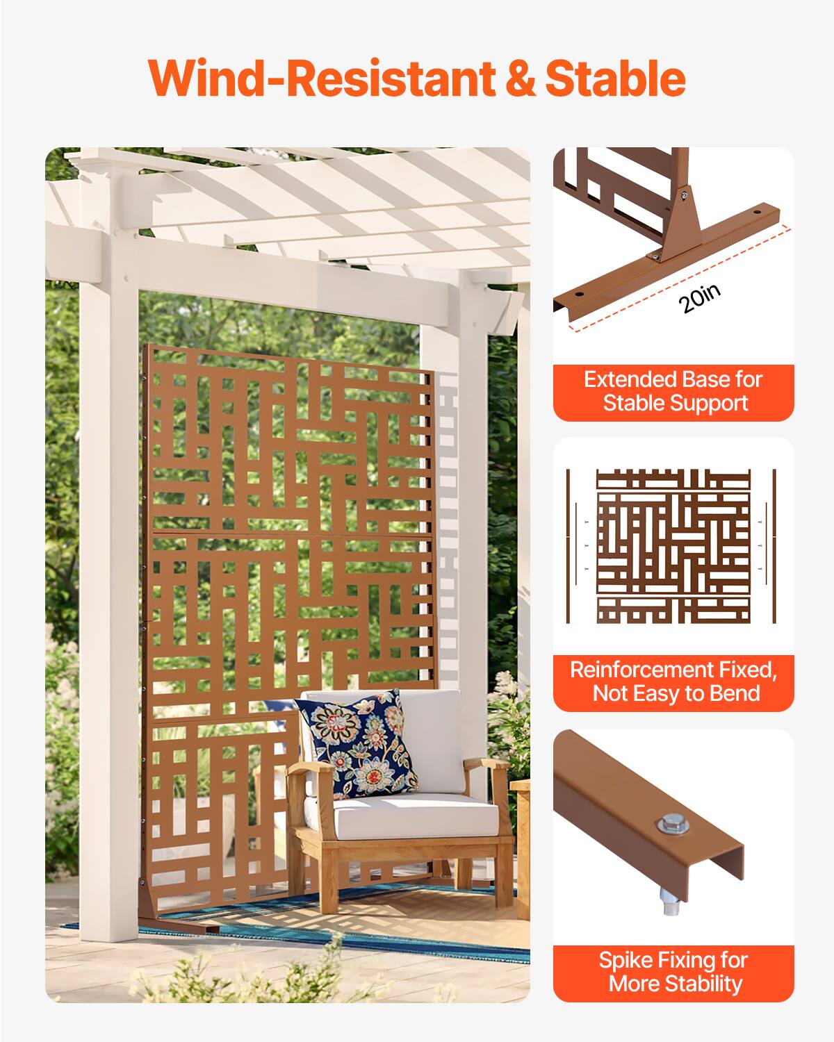 Wind-Resistant & Stable

Extended Base for Stable Support

Reinforcement Fixed, Not Easy to Bend

Spike Fixing for More Stability