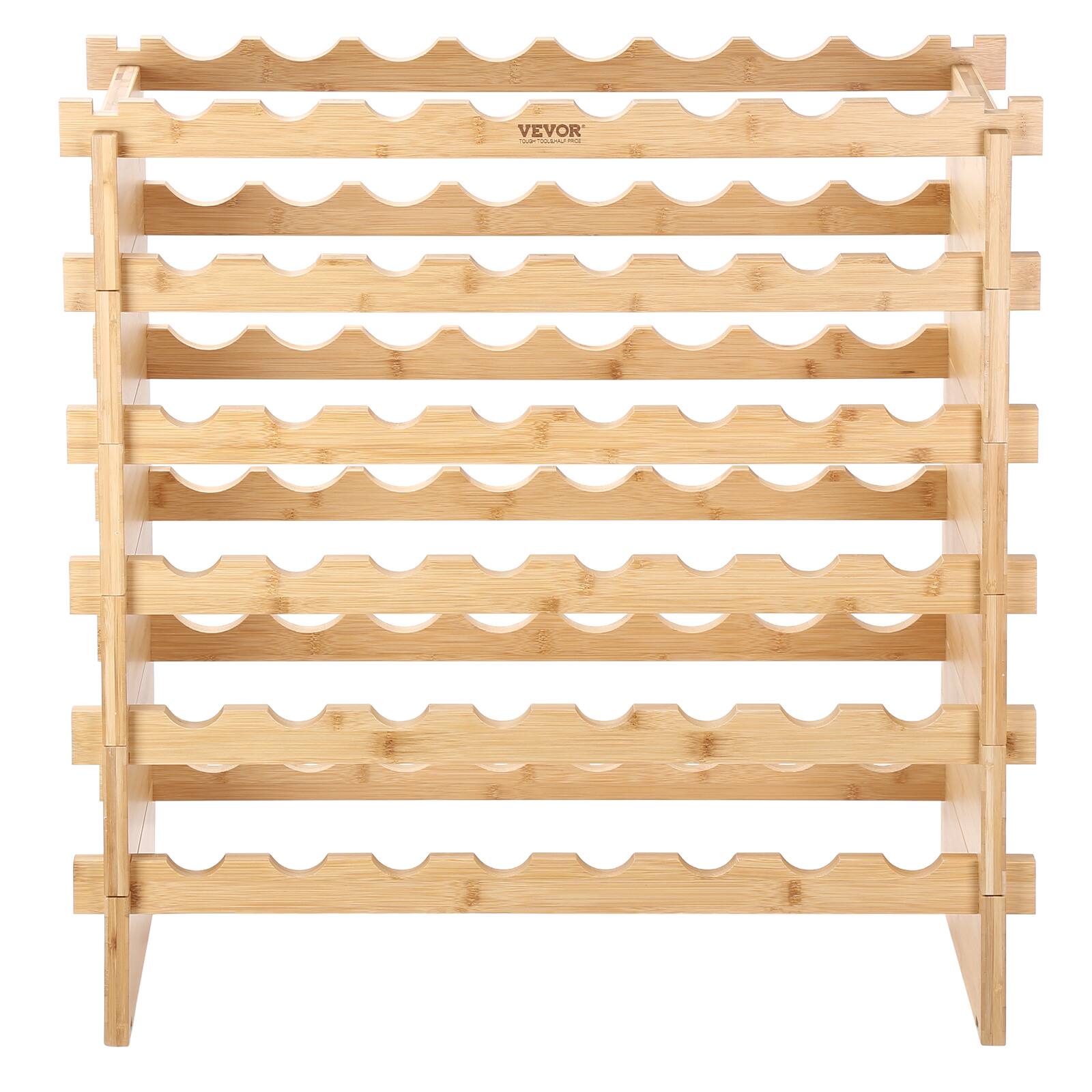 Alt View 5. VEVOR - 48 Bottle Stackable Modular Wine Rack, 6-Tier Solid Bamboo Wood Storage Racks - Natural Color.
