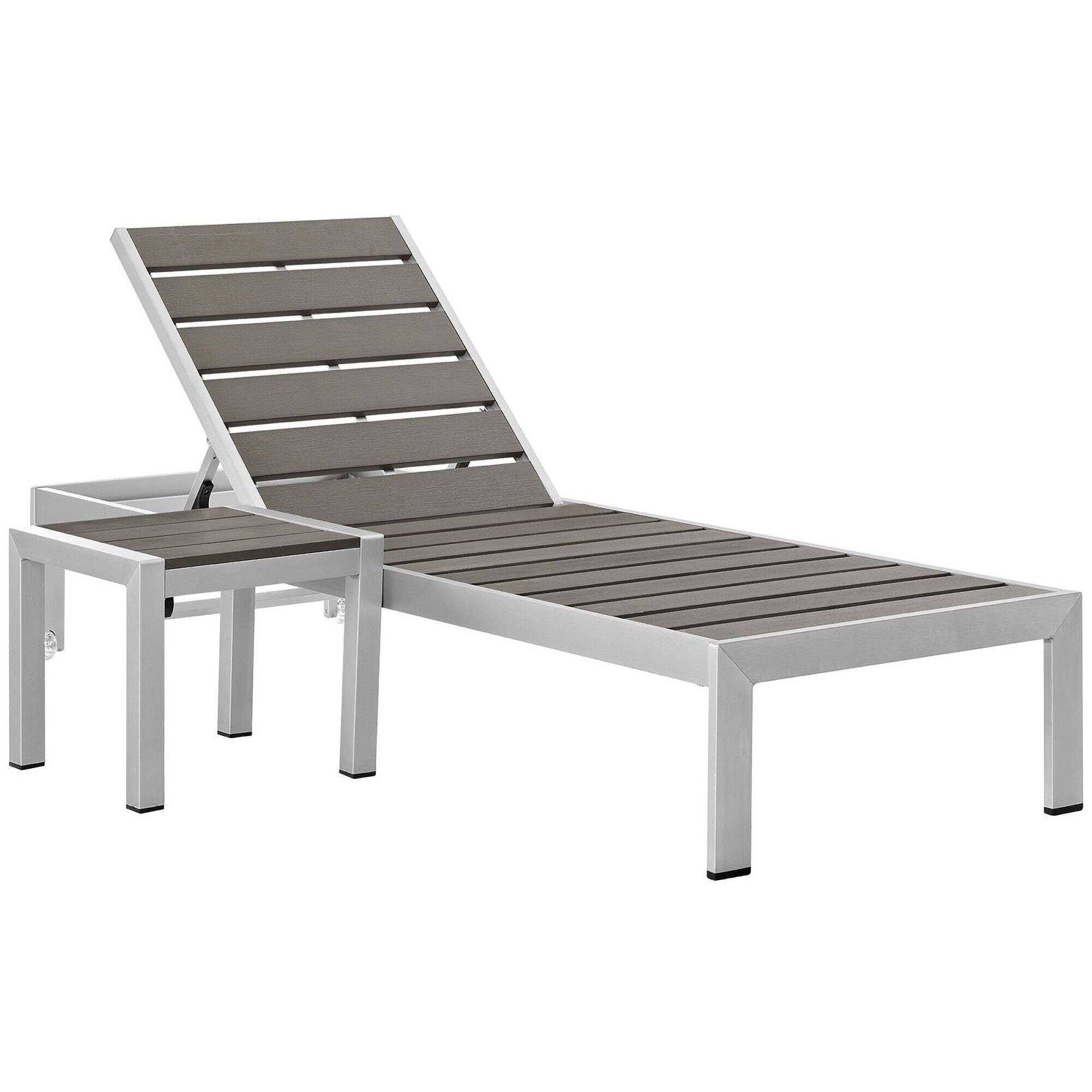 Angle. Modway - Shore 2 Piece Outdoor Patio Aluminum Set by Modway - Silver Gray.