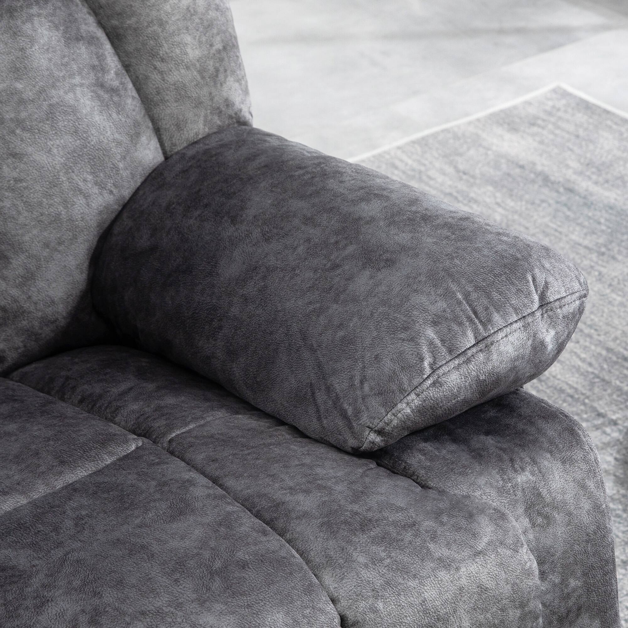 Alt View 7. Homcom - Swivel Rocker Recliner Chair, Fabric with Cushion, Rocking, Footrest, Side Pockets - Gray.