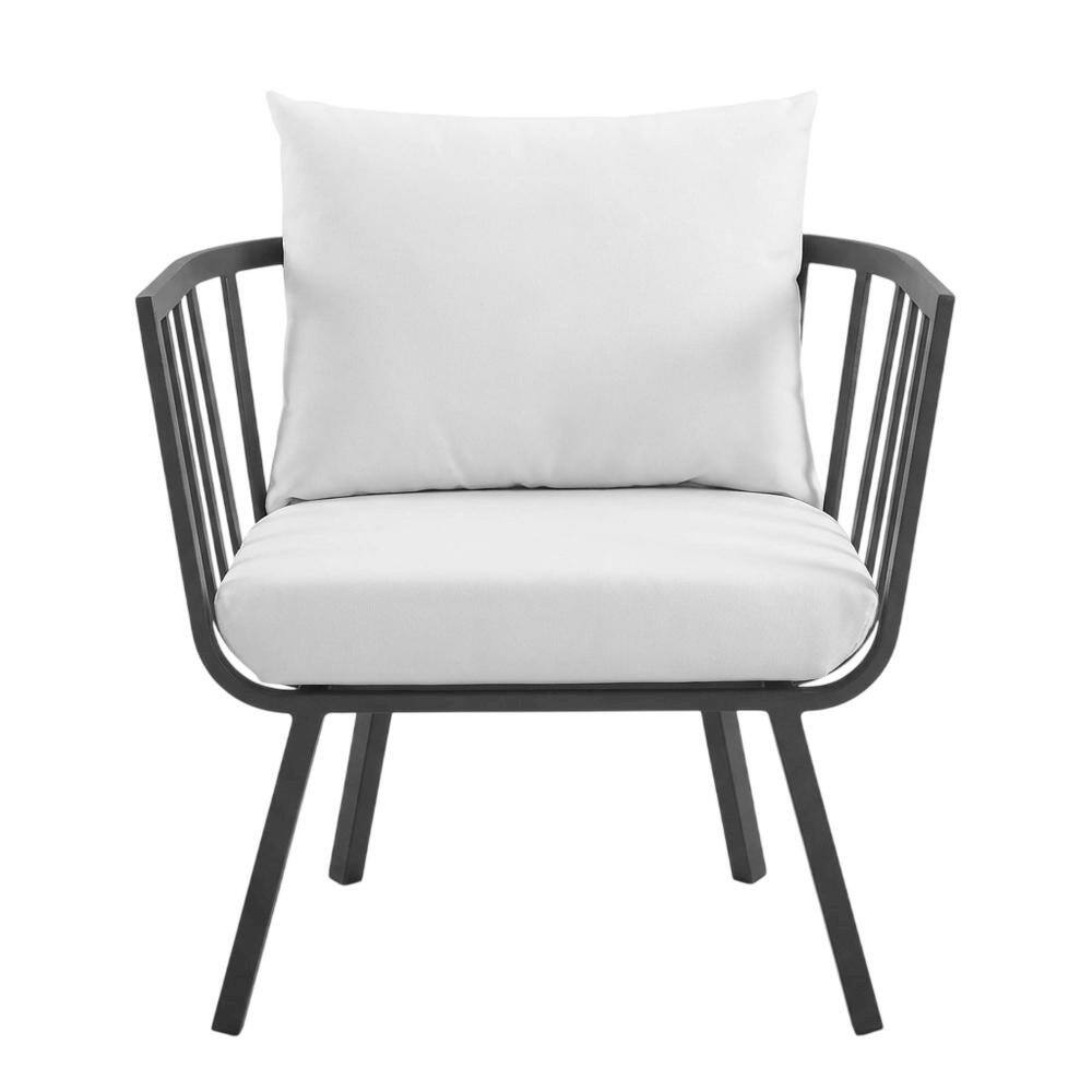 Back. Outdoor Escape - Aluminum Armchair Set of 2 for Outdoor Patio Lounge with Cushions - Gray.