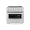 Front. ZLINE - 36 in. Wide 5 Elements 5.2 cu. ft. Paramount Freestanding Induction Range with Electric Oven in Stainless Steel - Stainless Steel.