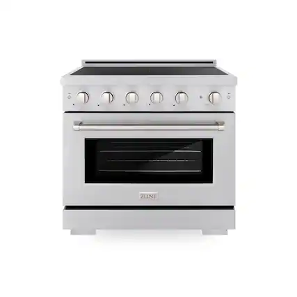 Front. ZLINE - 36 in. 5.2 cu. ft. Paramount Freestanding Induction Range with 5 Burners and Electric Oven in Stainless Steel - Stainless Steel.