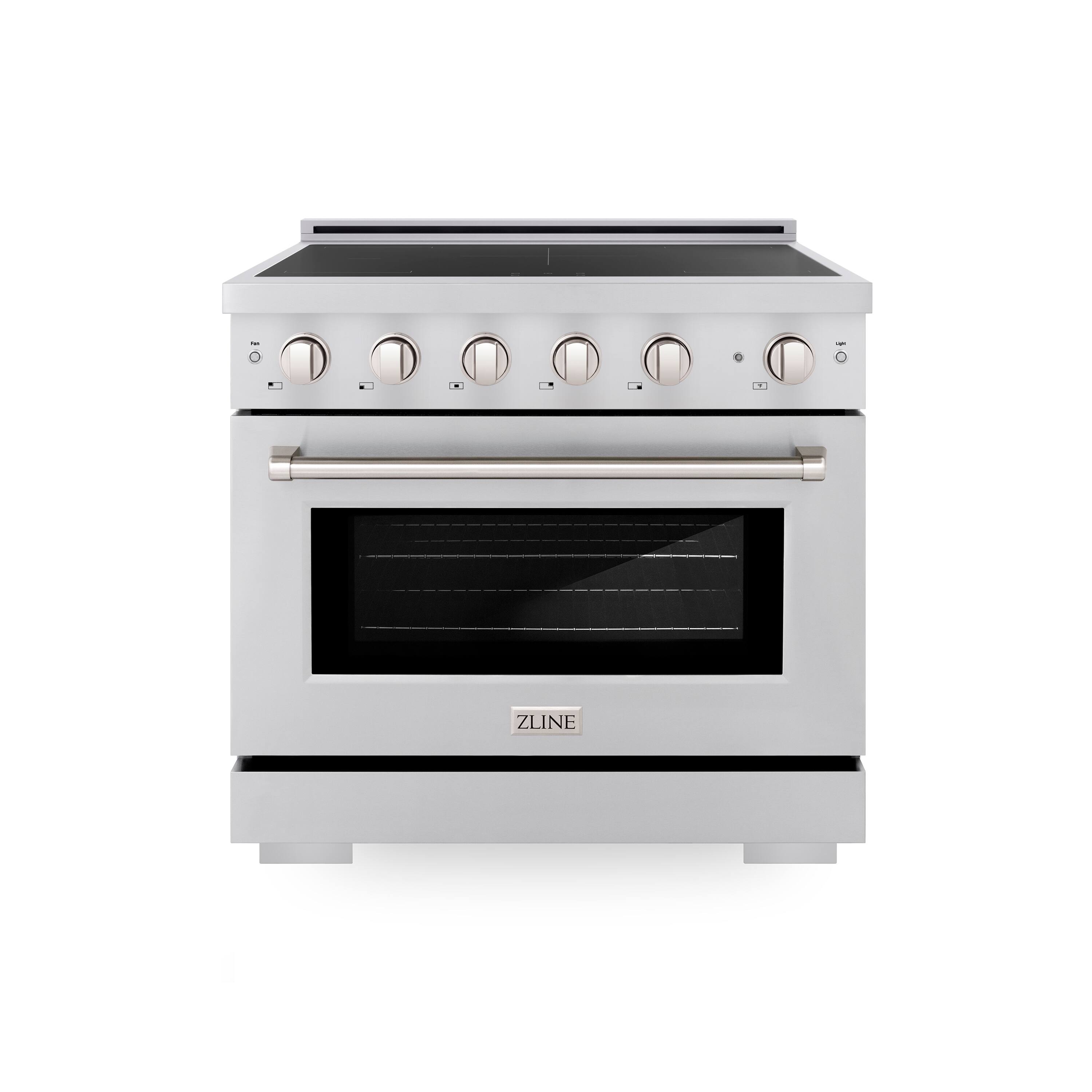 Front. ZLINE - 36 in. 5.2 cu. ft. Paramount Freestanding Induction Range with 5 Burners and Electric Oven in Stainless Steel - Stainless Steel.