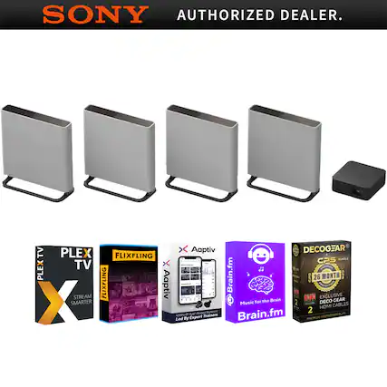 SONY AUTHORIZED DEALER.
- PLEX TV
- STREAM SMARTER
- FLIXFLING
- Aaptiv
- Brain.fm
- DECOGEAR
- CPS BUNDLE
- 26 MONTH
- Music for the Brain
- EXCLUSIVE DECO GEAR HDMI CABLES
- 1000% of Trainers
- Led By Expert Trainers