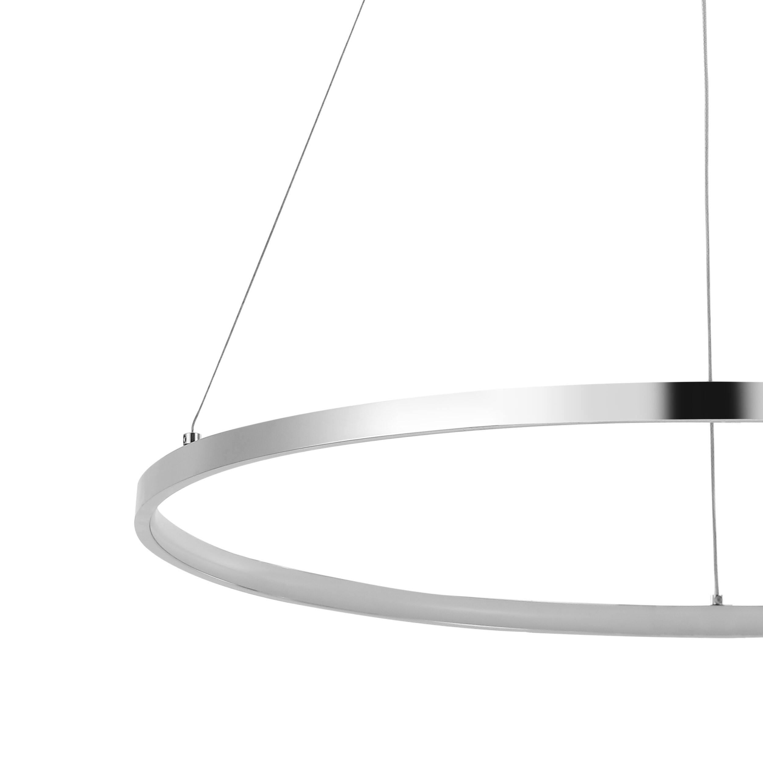 Alt View 4. Jonathan Y - Brice 23.75" Modern Contemporary Metal Round Integrated LED Pendant, Chrome - Chrome.
