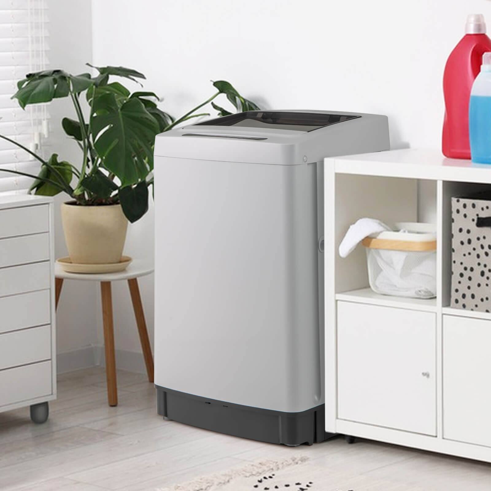 Alt View 1. Costway - Costway Portable Washing Machine 11 LBS Full Automatic Washer Machine with 8 Washing Modes - Gray.