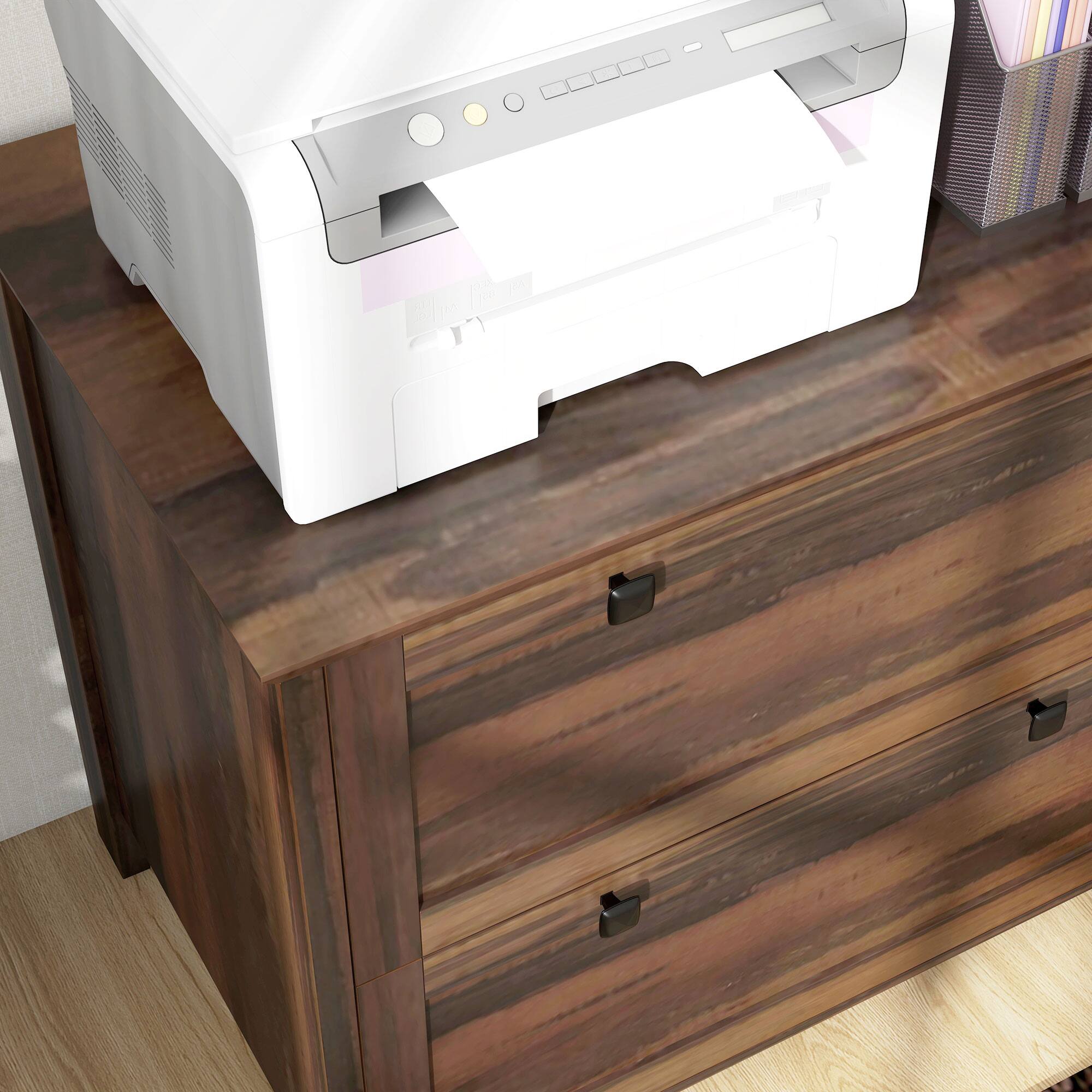 Alt View 8. Homcom - 2 Drawer File Cabinet with Lock, Lateral Filing Cabinet with Keys, Sleek Lines Drawers and Adjustable Hanging Bar.