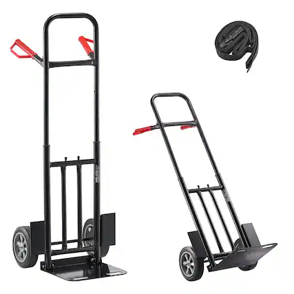 Front. VEVOR - Hand Truck, 600 lbs Load Capacity, Heavy-Duty Hand Truck Dolly with Wheels & Telescoping Handle, Portable Trolley Dolly - Black.