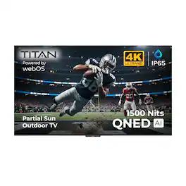 Titan - L200 QNED 75 Inch Partial Sun Smart Outdoor TV, IP65 Weatherproof, 4K HD Web AI OS, 1500 Nits, HDR10