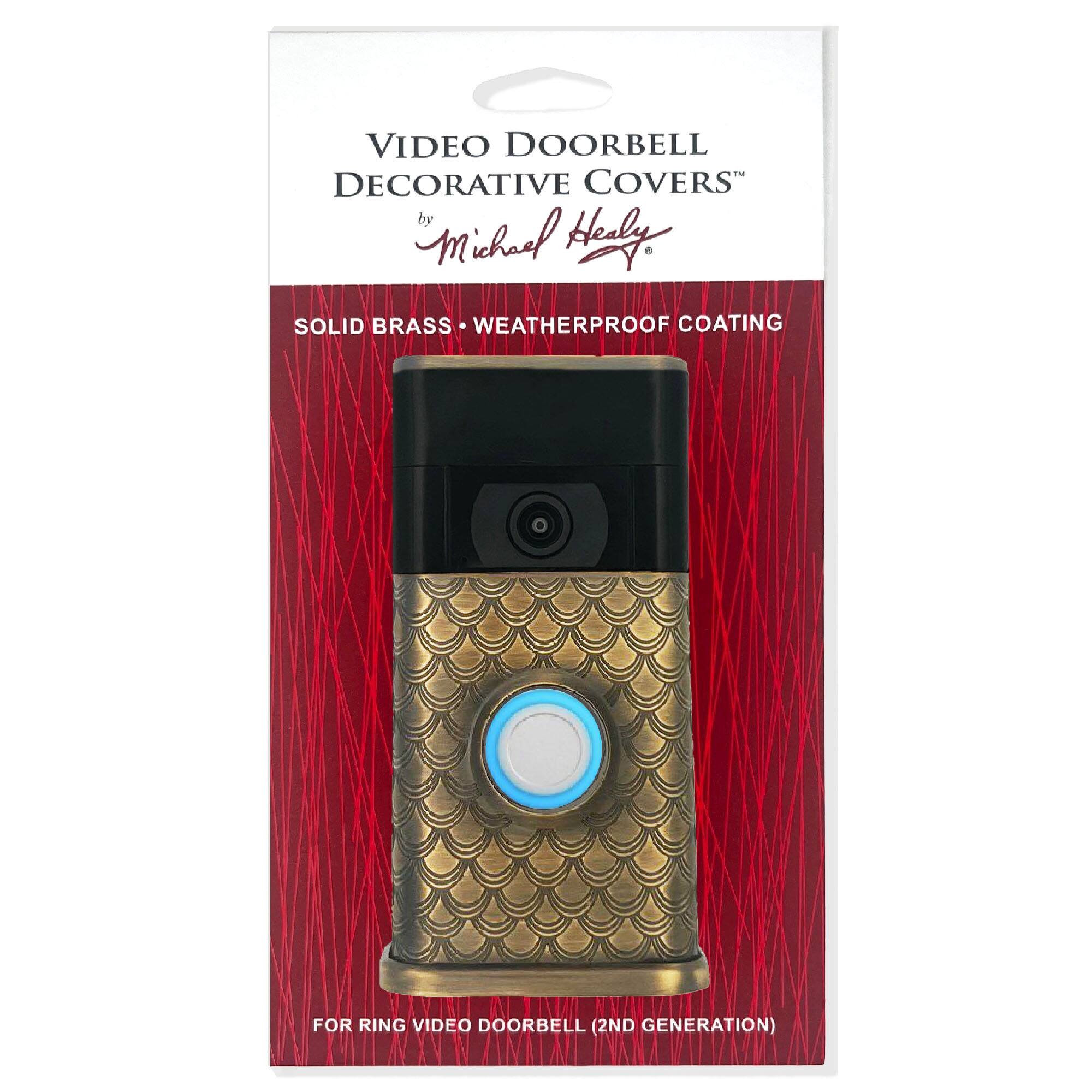 VIDEO DOORBELL DECORATIVE COVERS  
by Michael Healy  

SOLID BRASS • WEATHERPROOF COATING  

FOR RING VIDEO DOORBELL (2ND GENERATION)