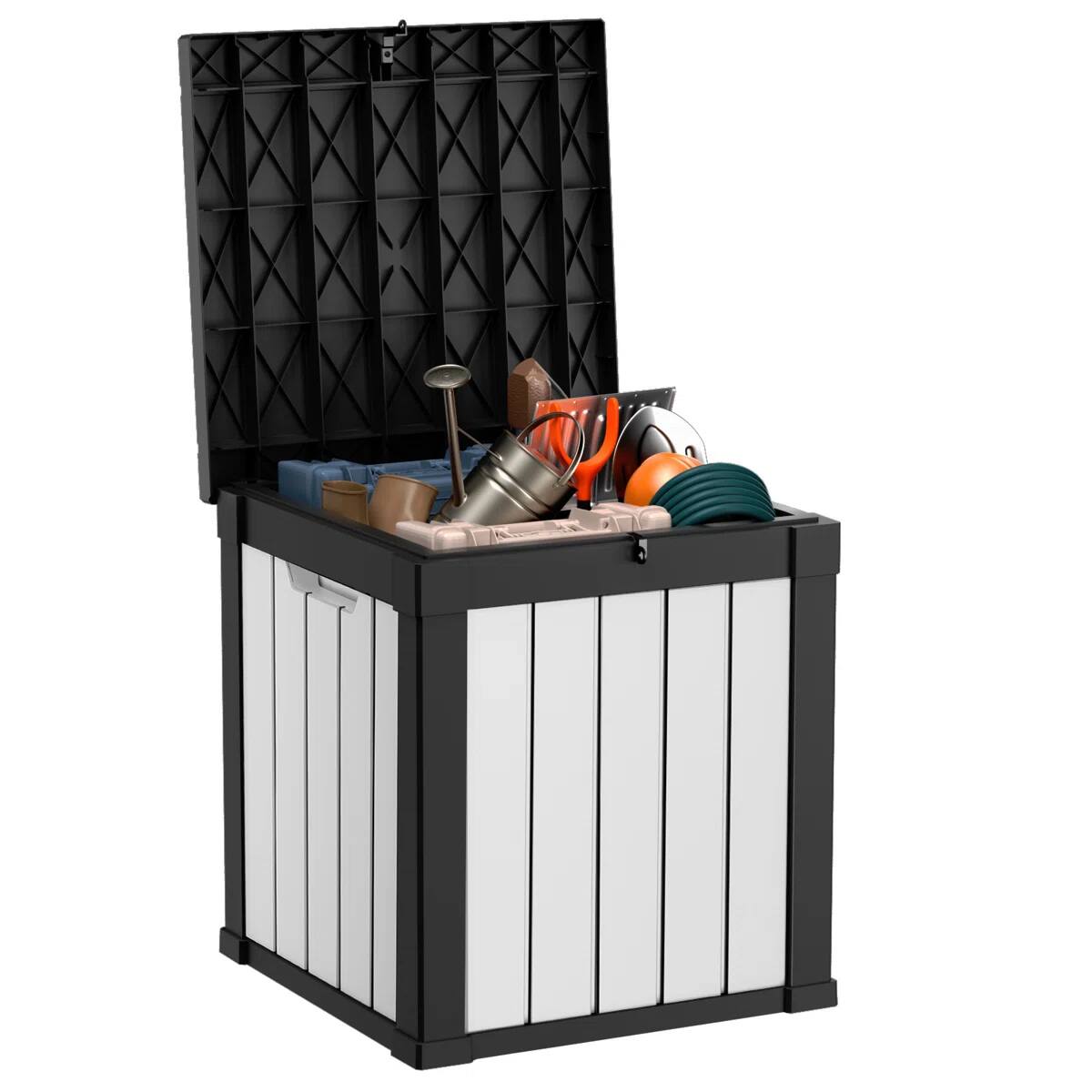 Angle. Chic Crate - 50-Gal Plastic Deck Box - Black.