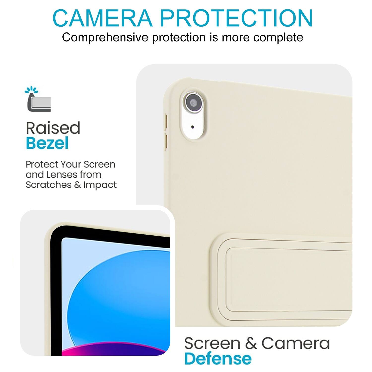 CAMERA PROTECTION  
Comprehensive protection is more complete  

Raised Bezel  
Protect Your Screen and Lenses from Scratches & Impact  

Screen & Camera Defense