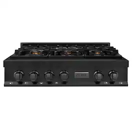 ZLINE - 36 in. Legacy Gas Rangetop with 6 Brass Burners and Porcelain Cooktop (RTB-BR-36) - Black