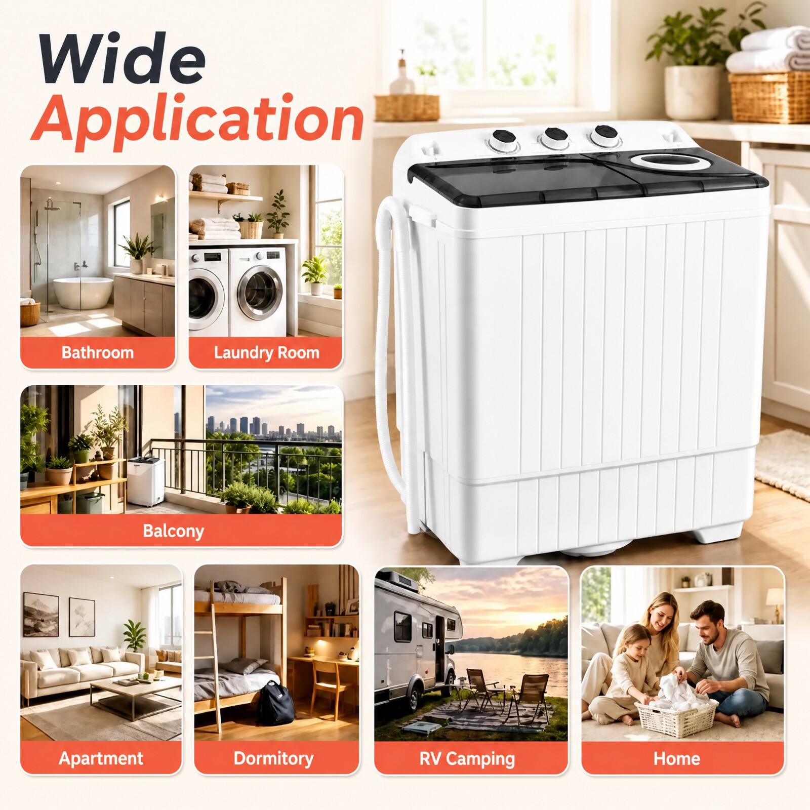 Costway 26lbs Portable Semi automatic Twin Tub Washing Machine