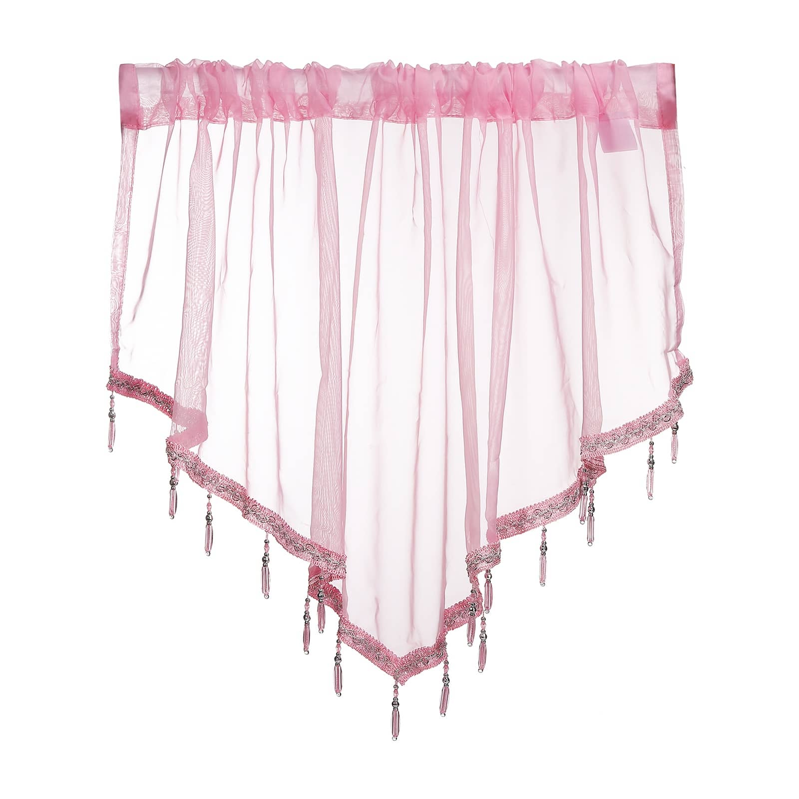 Unique Bargains - Window Valance Curtains, 51x24 Inch, Beaded Triangle, Light Filtering Sheer for Bedroom Bathroom Living Room - Light Pink price history on PriceWatchPro