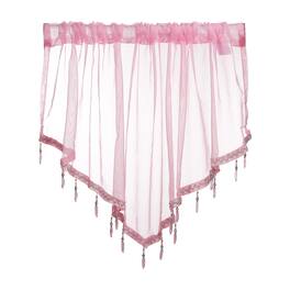 Unique Bargains - Window Valance Curtains, 51x24 Inch, Beaded Triangle, Light Filtering Sheer for Bedroom Bathroom Living Room - Light Pink