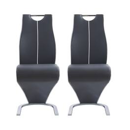 Hivvago - Set of Two Gray Upholstered Dining Side Chairs - Gray, White