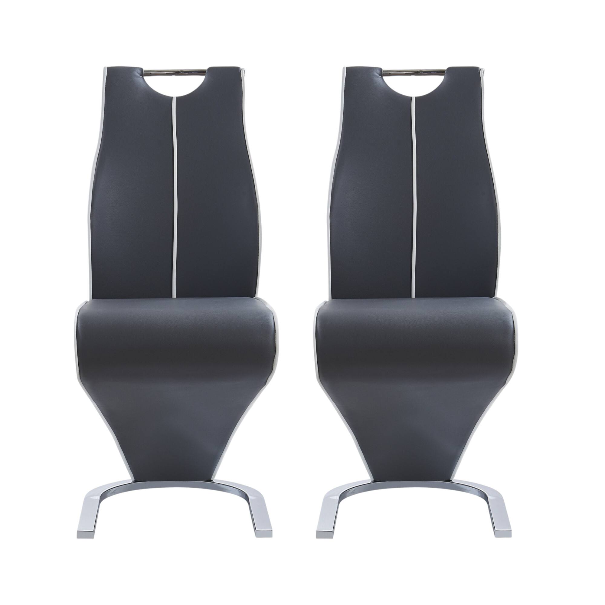 Front. Hivvago - Hivvago Set of Two Gray Upholstered Dining Side Chairs - Gray, White.