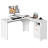 Front. Bestier - 55 Inch L-Shaped Computer Desk with File Drawer and Monitor Stand - White.