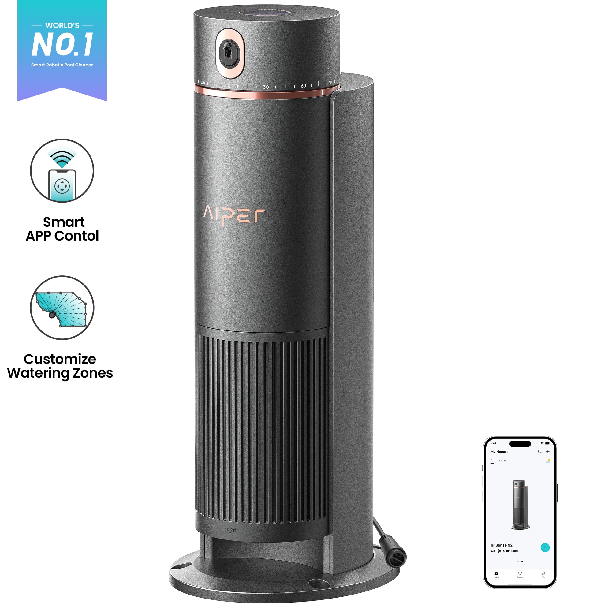 Aiper - IrriSense N2 Irrigation System - Gray/Gold