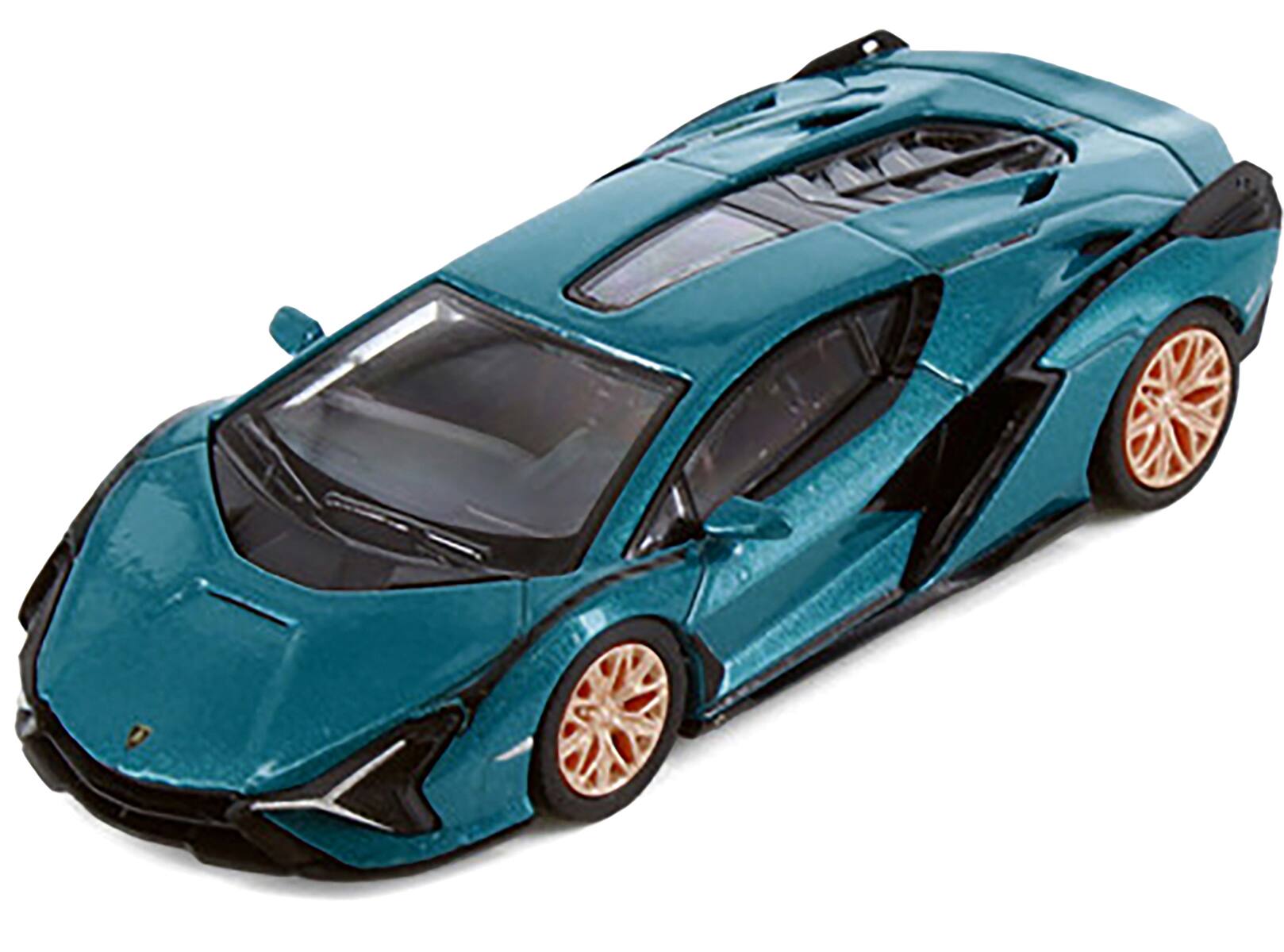 Alt View 1. PosterCars - Lamborghini Sian FKP 37 Blu Uranus Blue Metallic "Hypercar League Collection" 1/64 Diecast Model Car by PosterCars.