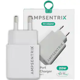 Ampsentrix - 2 Plug 20W USB Type C And USB Type A Wall Power Adapter (220V Euro)