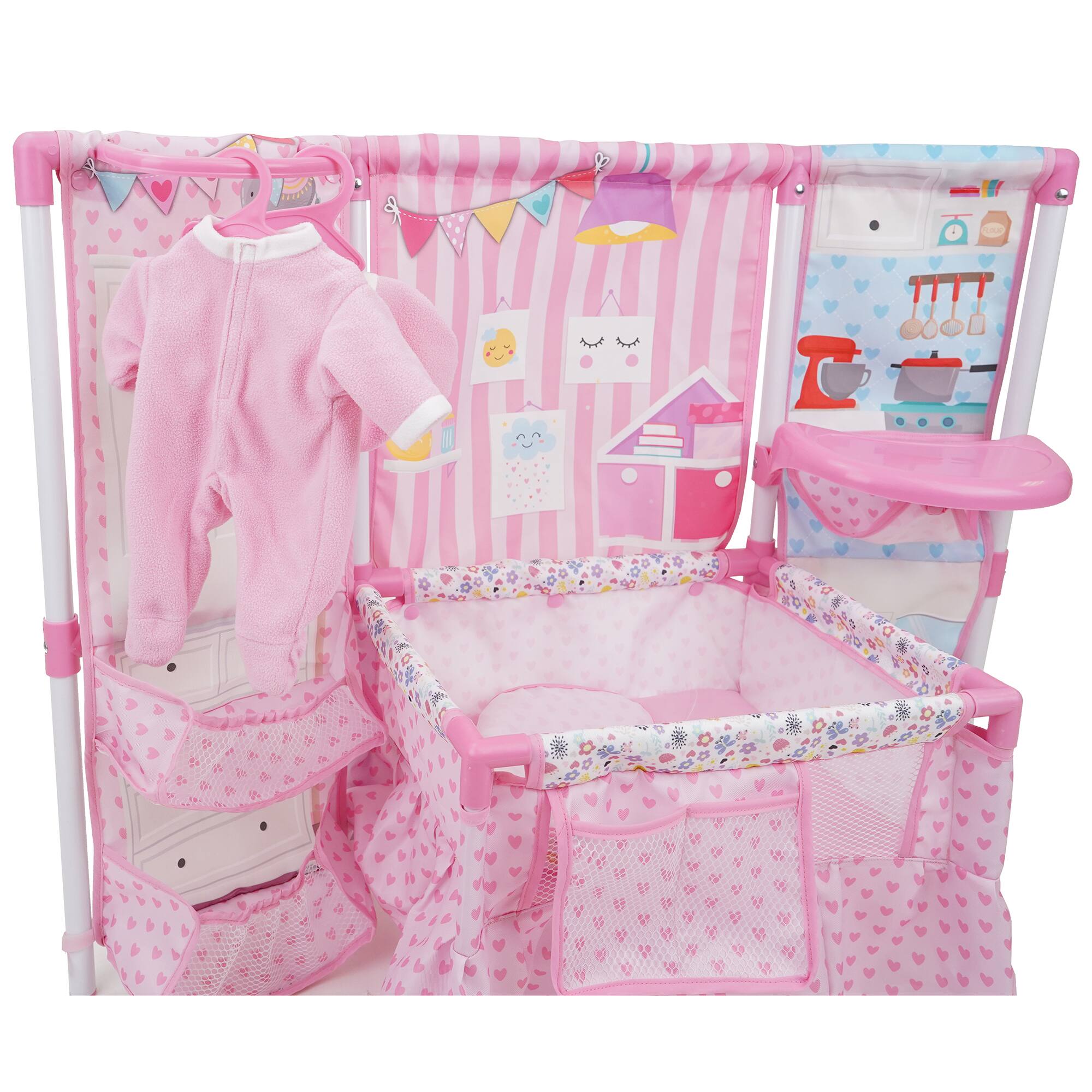 Alt View 1. 509 Crew - 509 Crew - Doll Furniture Set W/ 14" Baby Doll, Built in Highchair & Play Yard, Accessories.