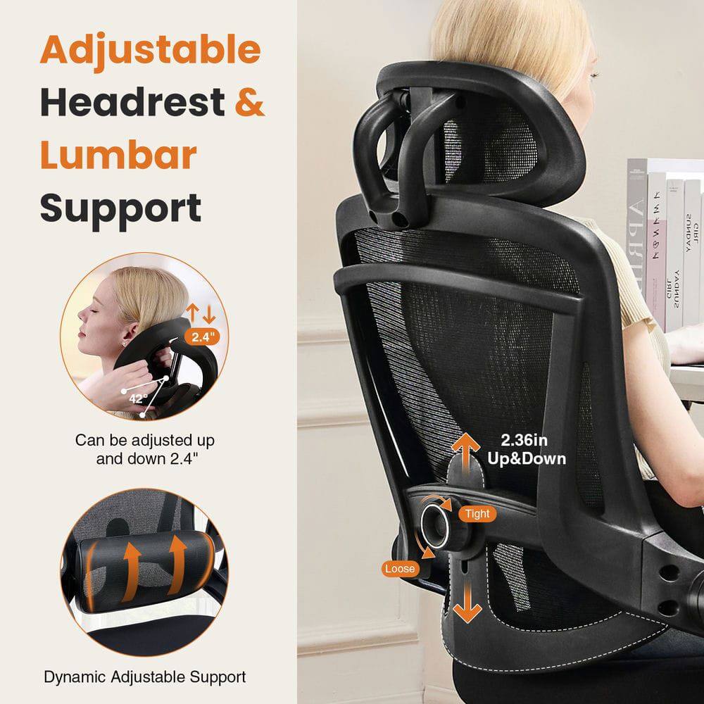 Adjustable Headrest & Lumbar Support

- Can be adjusted up and down 2.4"
- 2.36in Up&Down
- Tight Loose
- Dynamic Adjustable Support