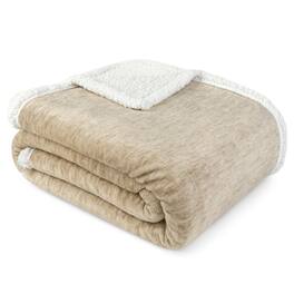 Alchemy Casas - Taupe Plaid Sherpa Throw Blanket For Couch Twins Soft Fuzzy Cabin And Throws Warm Cozy Winter Gift - Melange Latte 50 x 60 Inches