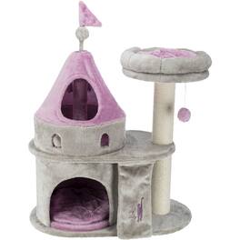 TRIXIE - My Kitty Castle Plush Cat Tree, Sisal Scratching Posts, Rustling Fabric - Gray