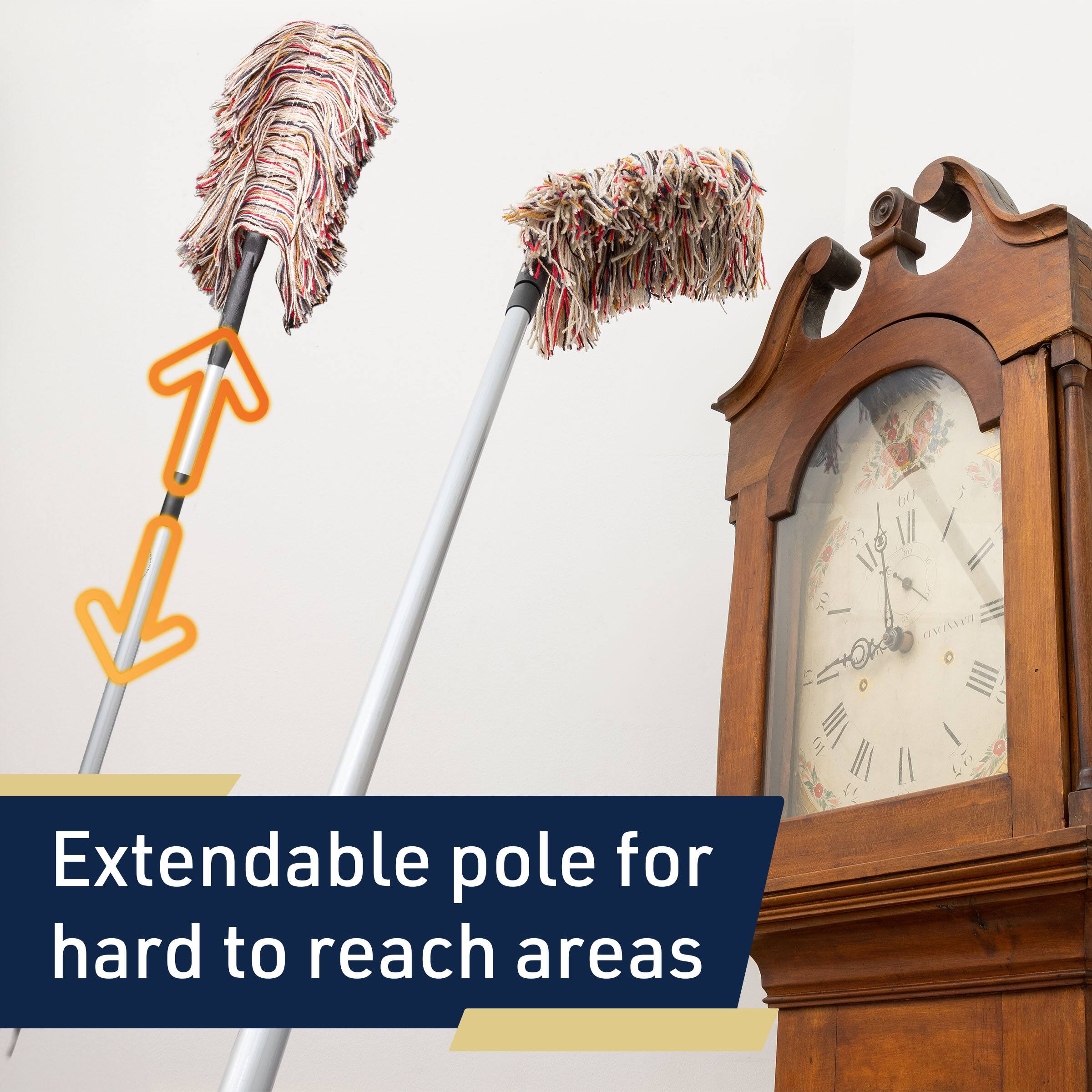 Extendable pole for hard to reach areas